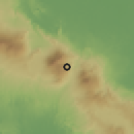 Shaded relief of the 60 km around Bijagua, drawn from the GMTED2010 grid