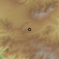 Shaded relief of the 60 km around San Isidro, drawn from the GMTED2010 grid