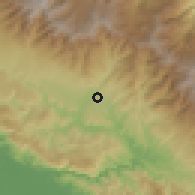 Shaded relief of the 60 km around Buenos Aires, drawn from the GMTED2010 grid