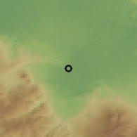 Shaded relief of the 60 km around San José, drawn from the GMTED2010 grid