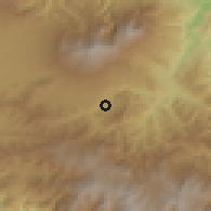 Shaded relief of the 60 km around San Juan, drawn from the GMTED2010 grid