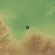 Shaded relief of the 60 km around San Juan, drawn from the GMTED2010 grid