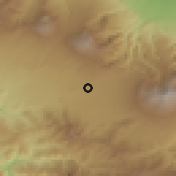 Shaded relief of the 60 km around San Pablo, drawn from the GMTED2010 grid