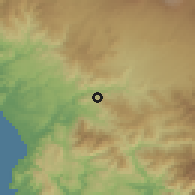 Shaded relief of the 60 km around San Pablo, drawn from the GMTED2010 grid