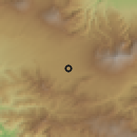Shaded relief of the 60 km around San Pedro, drawn from the GMTED2010 grid