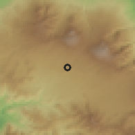 Shaded relief of the 60 km around San Pedro, drawn from the GMTED2010 grid