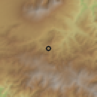Shaded relief of the 60 km around San Rafael, drawn from the GMTED2010 grid