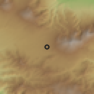 Shaded relief of the 60 km around San Rafael Montes de Oca, drawn from the GMTED2010 grid