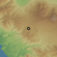 Shaded relief of the 60 km around San Ramón, drawn from the GMTED2010 grid