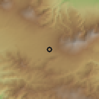 Shaded relief of the 60 km around San Ramón, drawn from the GMTED2010 grid
