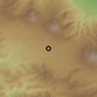 Shaded relief of the 60 km around San Roque, drawn from the GMTED2010 grid