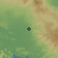 Shaded relief of the 60 km around Cañas, drawn from the GMTED2010 grid