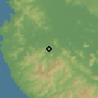 Shaded relief of the 60 km around Santa Cruz, drawn from the GMTED2010 grid