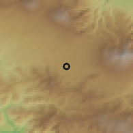 Shaded relief of the 60 km around Santa Lucía, drawn from the GMTED2010 grid