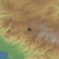 Shaded relief of the 60 km around Santa María, drawn from the GMTED2010 grid