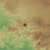 Shaded relief of the 60 km around Santiago, drawn from the GMTED2010 grid
