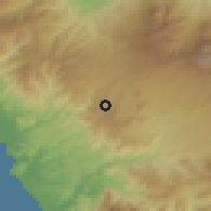 Shaded relief of the 60 km around Santiago, drawn from the GMTED2010 grid