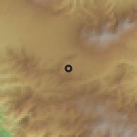 Shaded relief of the 60 km around Tobosi, drawn from the GMTED2010 grid