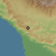 Shaded relief of the 60 km around Trinidad, drawn from the GMTED2010 grid