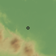 Shaded relief of the 60 km around Upala, drawn from the GMTED2010 grid