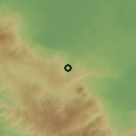 Shaded relief of the 60 km around Venado, drawn from the GMTED2010 grid