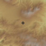 Shaded relief of the 60 km around Cartago, drawn from the GMTED2010 grid