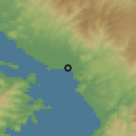 Shaded relief of the 60 km around Chacarita, drawn from the GMTED2010 grid