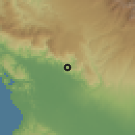 Shaded relief of the 60 km around Corredor, drawn from the GMTED2010 grid