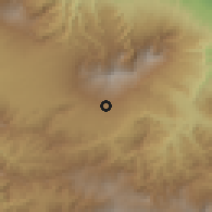 Shaded relief of the 60 km around Cot, drawn from the GMTED2010 grid