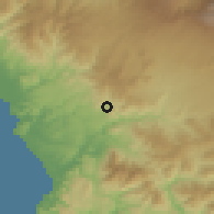 Shaded relief of the 60 km around Desemparados, drawn from the GMTED2010 grid