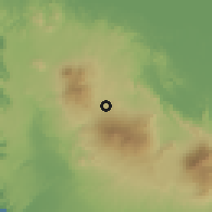 Shaded relief of the 60 km around Dos Ríos, drawn from the GMTED2010 grid