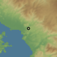 Shaded relief of the 60 km around Esparta, drawn from the GMTED2010 grid