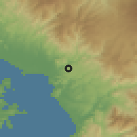 Shaded relief of the 60 km around Espiritu Santo, drawn from the GMTED2010 grid