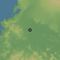 Shaded relief of the 60 km around Filadeldia, drawn from the GMTED2010 grid