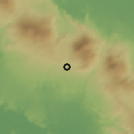 Shaded relief of the 60 km around Fortuna, drawn from the GMTED2010 grid