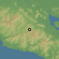 Shaded relief of the 60 km around Hojancha, drawn from the GMTED2010 grid