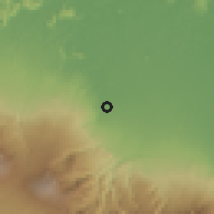 Shaded relief of the 60 km around Horquetas, drawn from the GMTED2010 grid