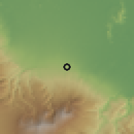 Shaded relief of the 60 km around Jiménez, drawn from the GMTED2010 grid