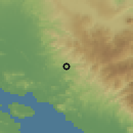Shaded relief of the 60 km around Juntas, drawn from the GMTED2010 grid