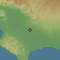 Shaded relief of the 60 km around La Cuesta, drawn from the GMTED2010 grid