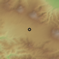 Shaded relief of the 60 km around Llorente, drawn from the GMTED2010 grid