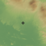 Shaded relief of the 60 km around Bagaces, drawn from the GMTED2010 grid