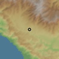Shaded relief of the 60 km around Mercedes, drawn from the GMTED2010 grid