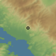 Shaded relief of the 60 km around Miramar, drawn from the GMTED2010 grid