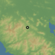 Shaded relief of the 60 km around Nicoya, drawn from the GMTED2010 grid