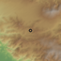 Shaded relief of the 60 km around Pacayas, drawn from the GMTED2010 grid