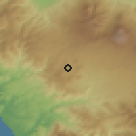Shaded relief of the 60 km around Palmares, drawn from the GMTED2010 grid