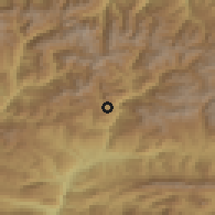 Shaded relief of the 52 km around Bixessarri, drawn from the GMTED2010 grid