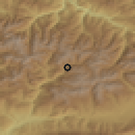 Shaded relief of the 52 km around El Forn, drawn from the GMTED2010 grid