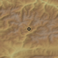 Shaded relief of the 52 km around Aldosa, drawn from the GMTED2010 grid